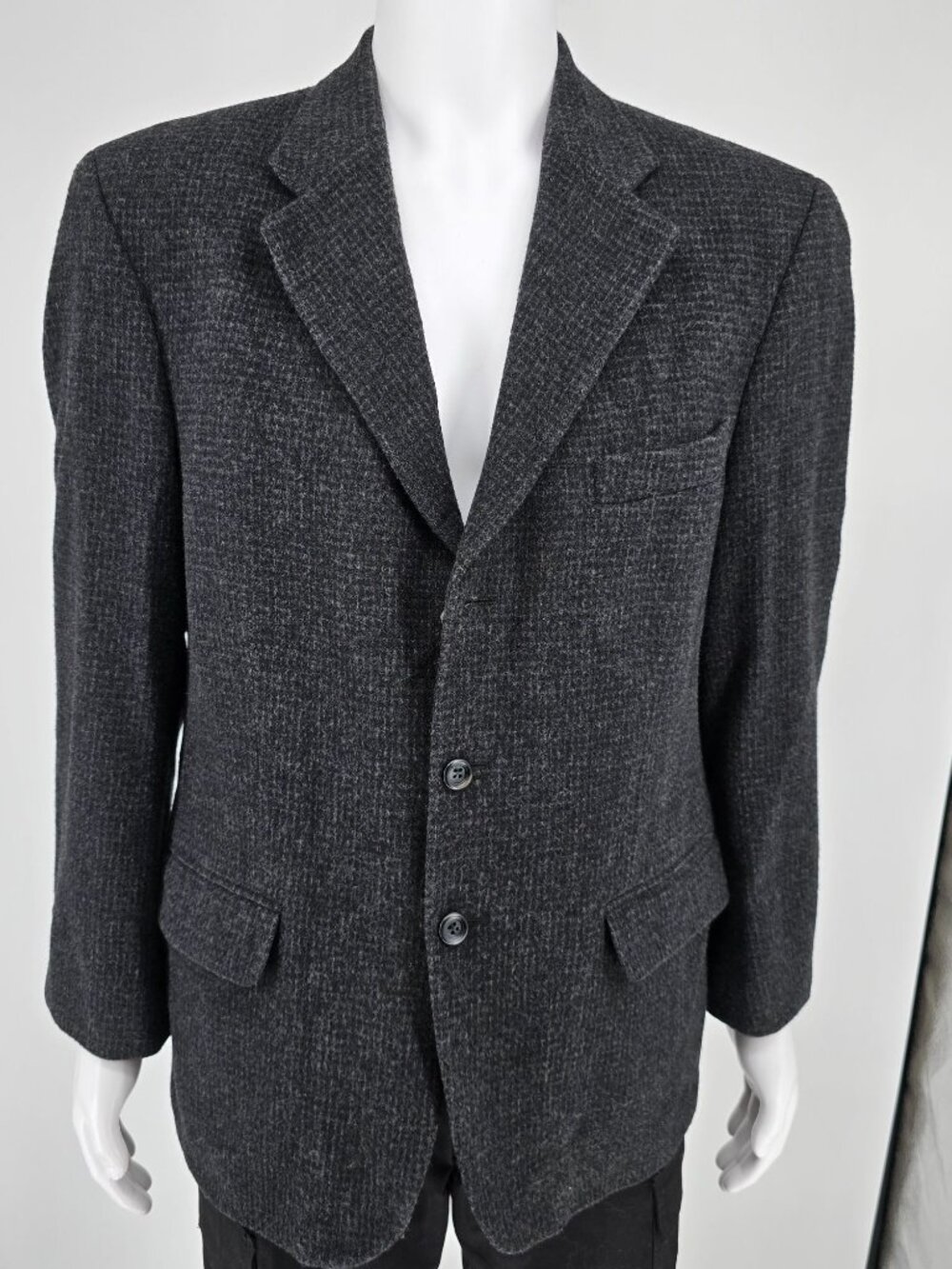 Vintage Y2K Barrington Wool/Camelhair Blend Textured Charcoal Sports Coat (40S)